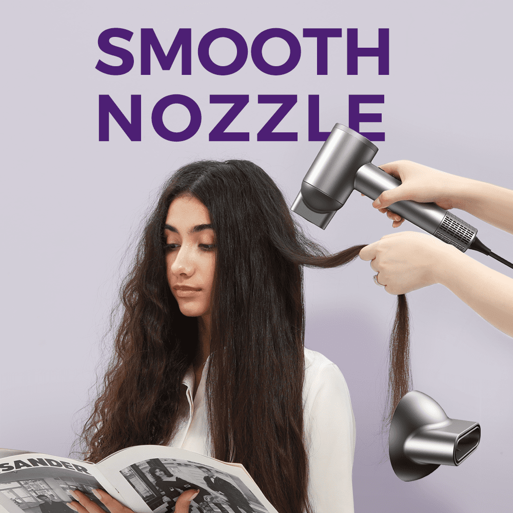 Goolioo Hair Dryer , High Speed Professional Ionic Blow Dryer with Magnetic Nozzle, Gray