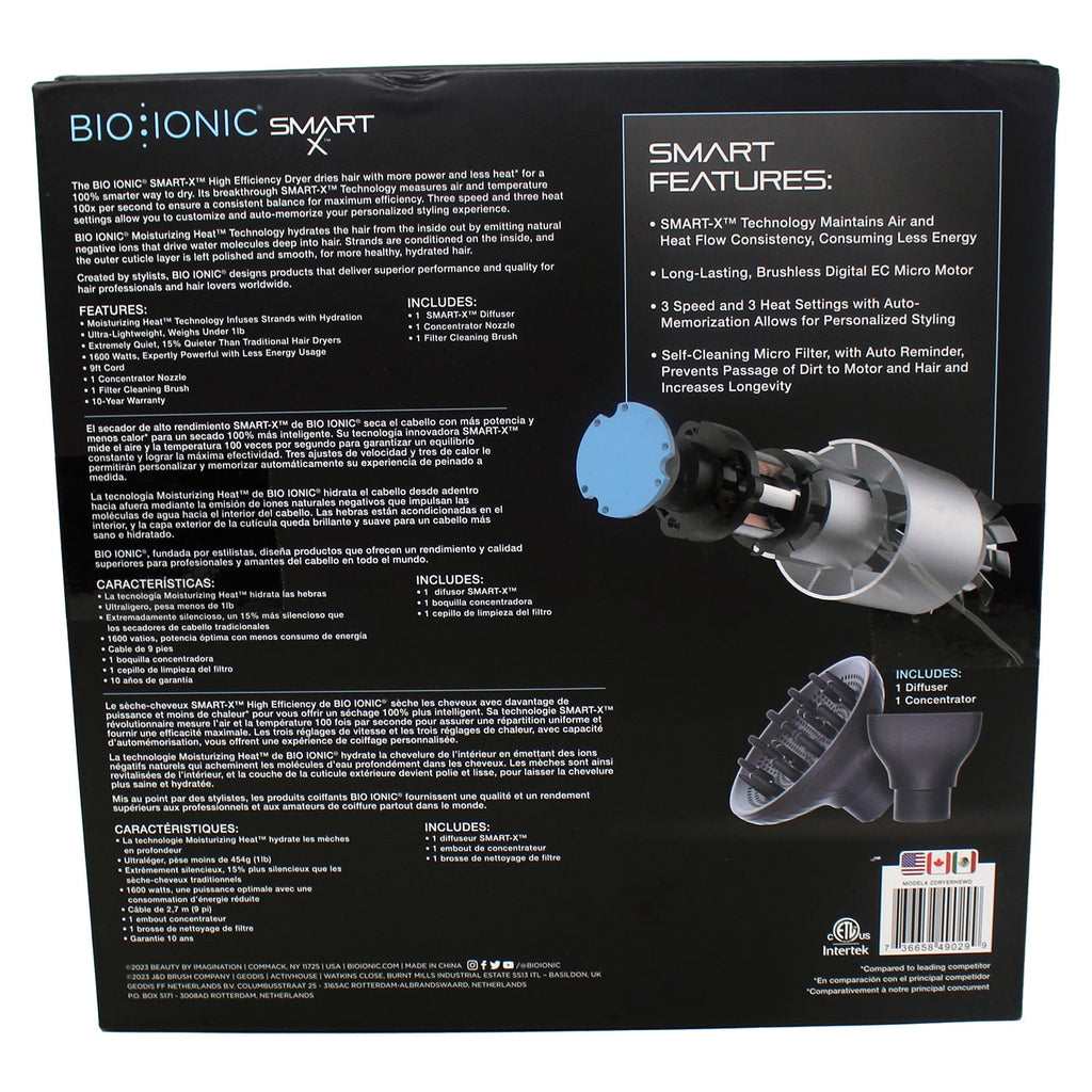 Bio Ionic SMART-X Hair Dryer with Diffuser, High-Efficiency Blow Dryer with Adjustable Heat & Speed