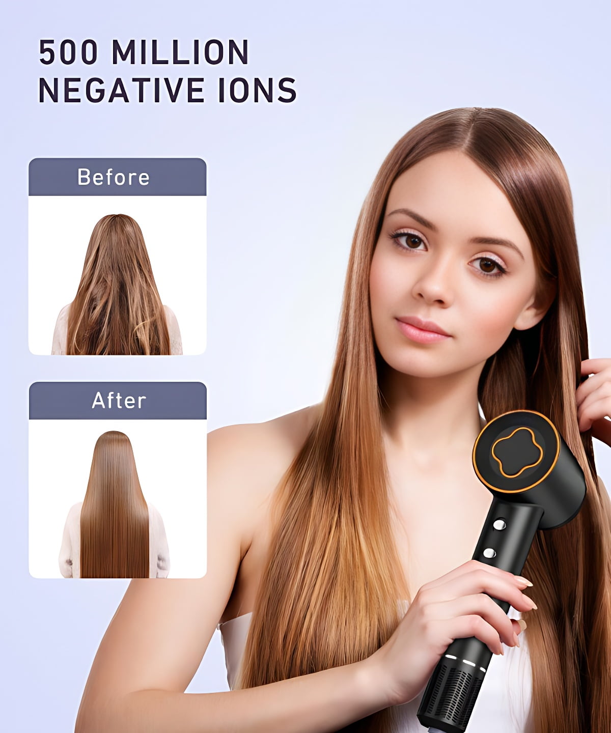 Hair Dryer-Fast Drying Ionic Blow Dryer-Updated 1500 W Low Noise Technology with Diffuser&Smooth Nozzle