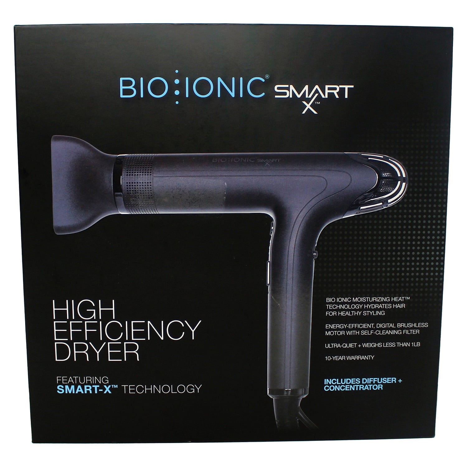 Bio Ionic SMART-X Hair Dryer with Diffuser, High-Efficiency Blow Dryer with Adjustable Heat & Speed