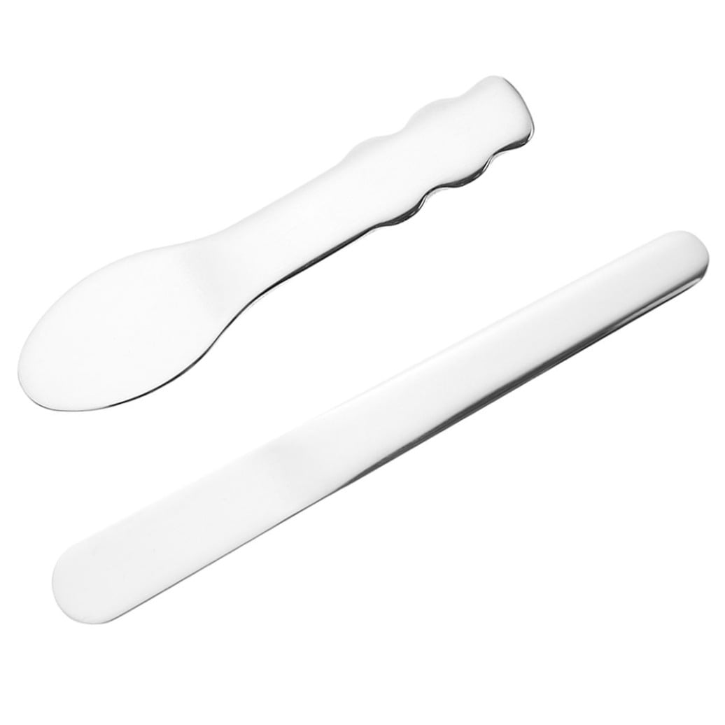 Minkissy 2pcs Stainless Steel Cosmetic Spatula Set for Facial Care and Home Use Beauty Tools