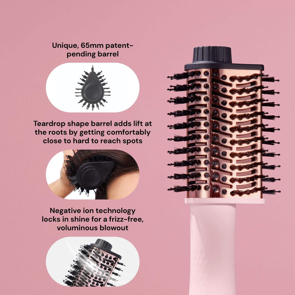 L'ange Hair Le Volume Elevé 65MM 2-in-1 Titanium Brush Dryer, 3 Heat Settings, 360° Vented Airflow, Bllush