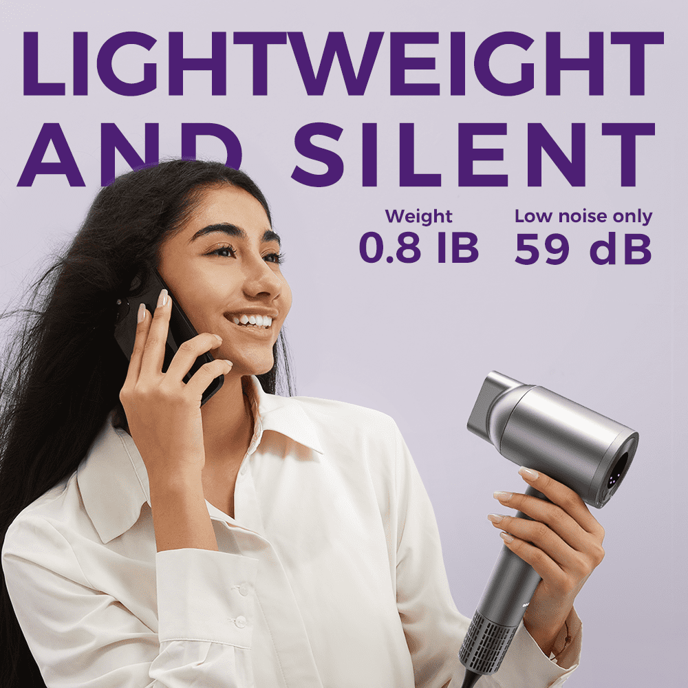 Goolioo Hair Dryer , High Speed Professional Ionic Blow Dryer with Magnetic Nozzle, Gray