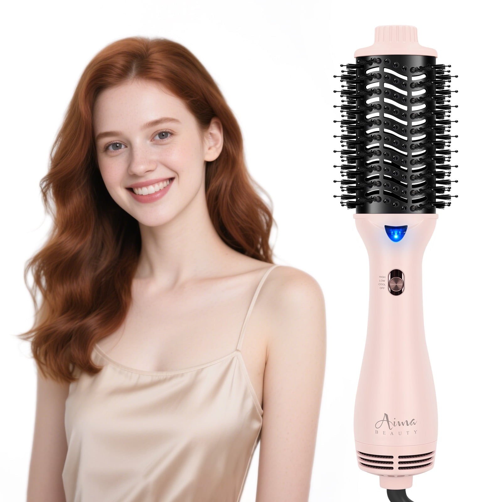 Hair Dryer Brush Blow Dryer in One, Aima Beauty Oval Hot Air Brush with Negative Ion&1100W, Black