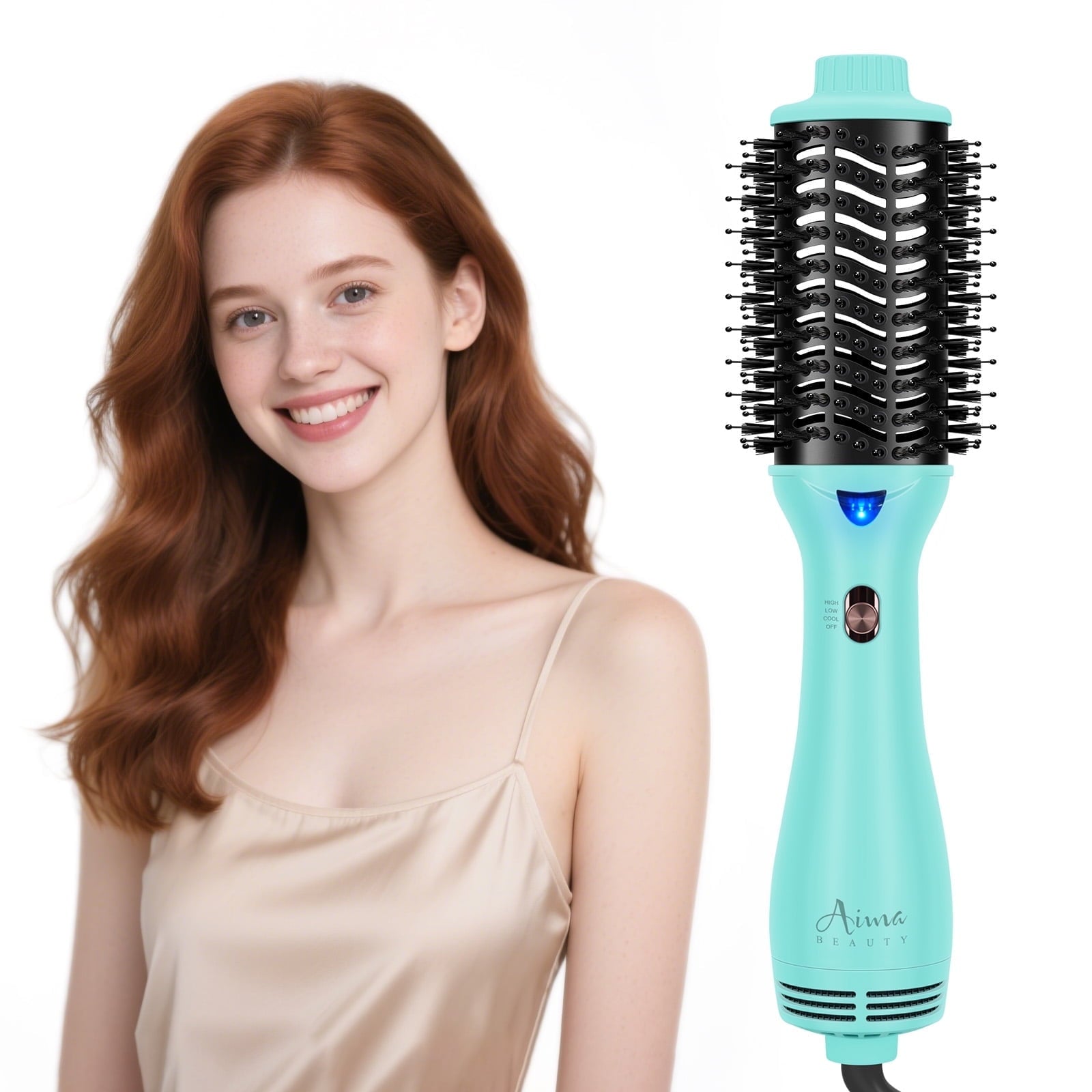 Hair Dryer Brush Blow Dryer in One, Aima Beauty Oval Hot Air Brush with Negative Ion&1100W, Black