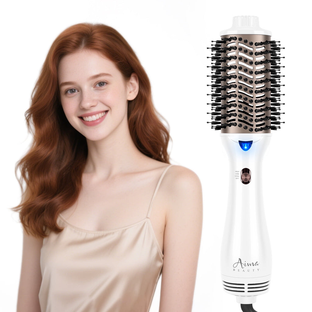 Hair Dryer Brush Blow Dryer in One, Aima Beauty Oval Hot Air Brush with Negative Ion&1100W, Black