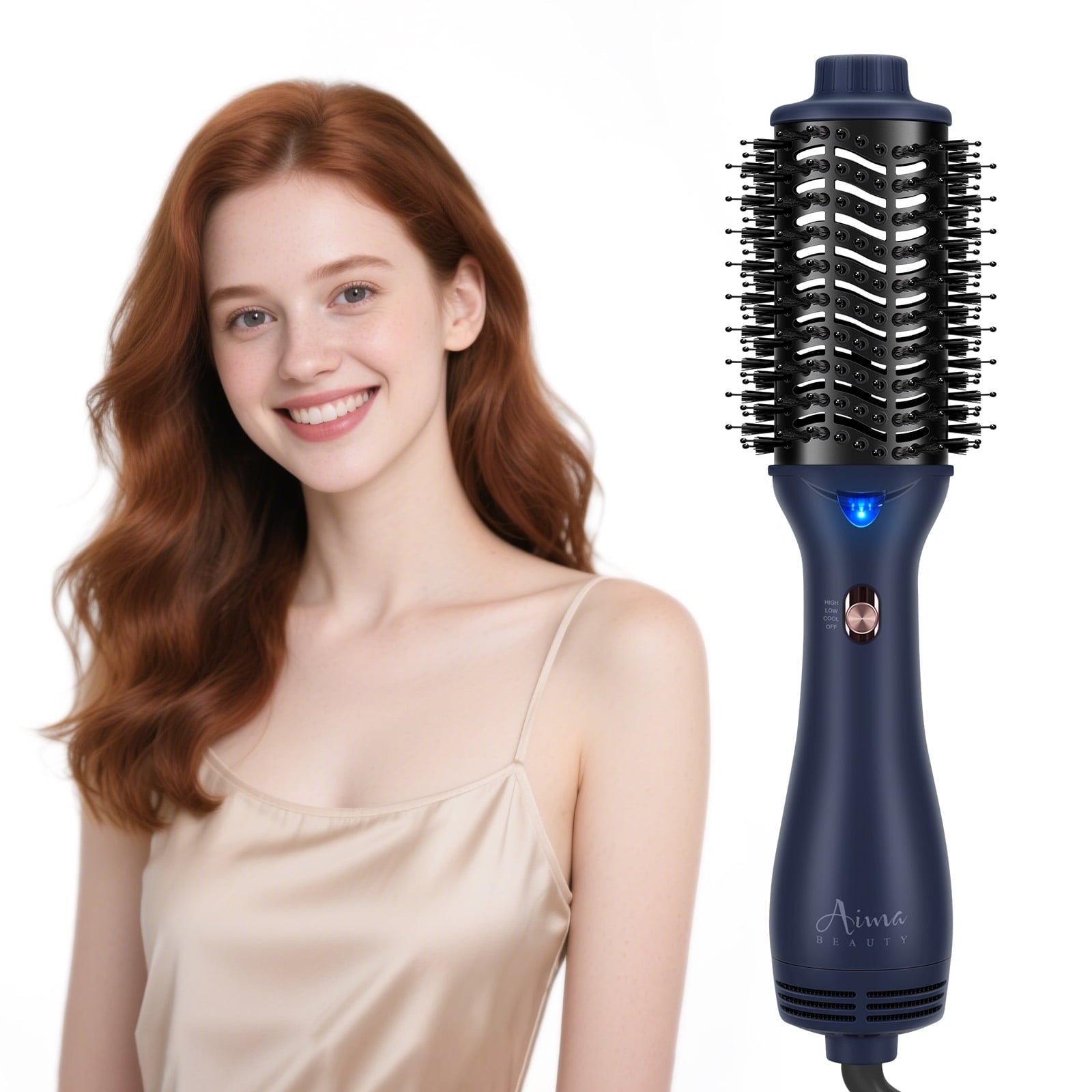 Hair Dryer Brush Blow Dryer in One, Aima Beauty Oval Hot Air Brush with Negative Ion&1100W, Black