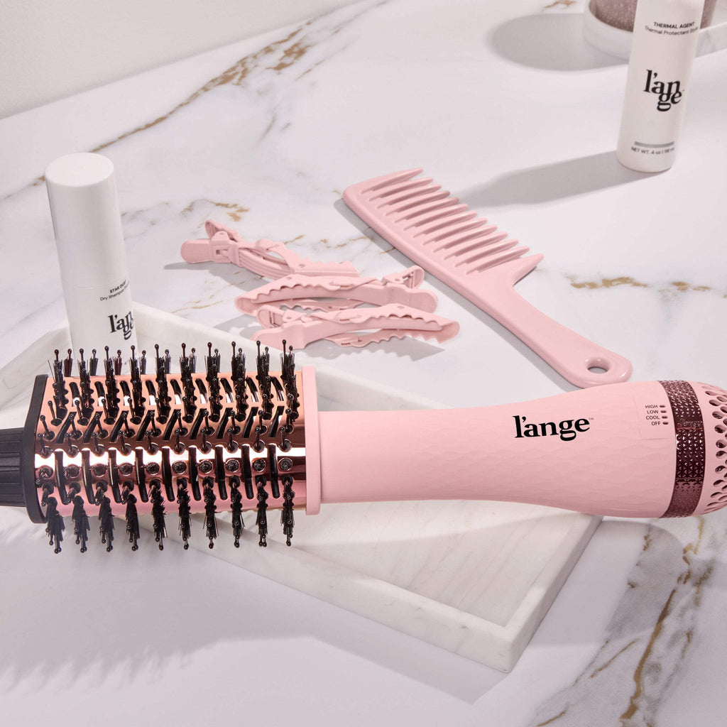 L'ange Hair Le Volume Elevé 65MM 2-in-1 Titanium Brush Dryer, 3 Heat Settings, 360° Vented Airflow, Bllush