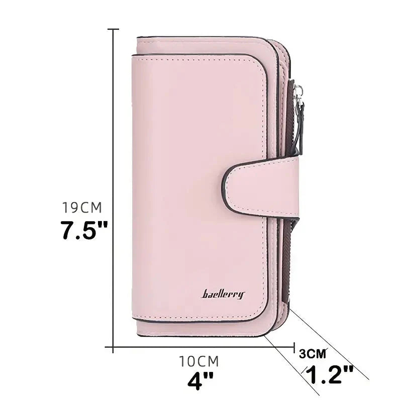 Women's Fashion Faux Leather Wallet with Card Slots & ID Window